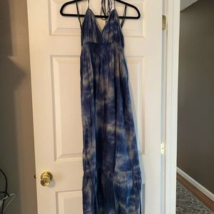 New York & Co blue tie-dye maxi dress